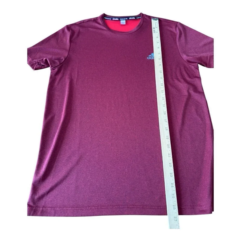 Adidas Shirt Mens Large Red Short Sleeve Climalite Outdoors Athletic Gym L